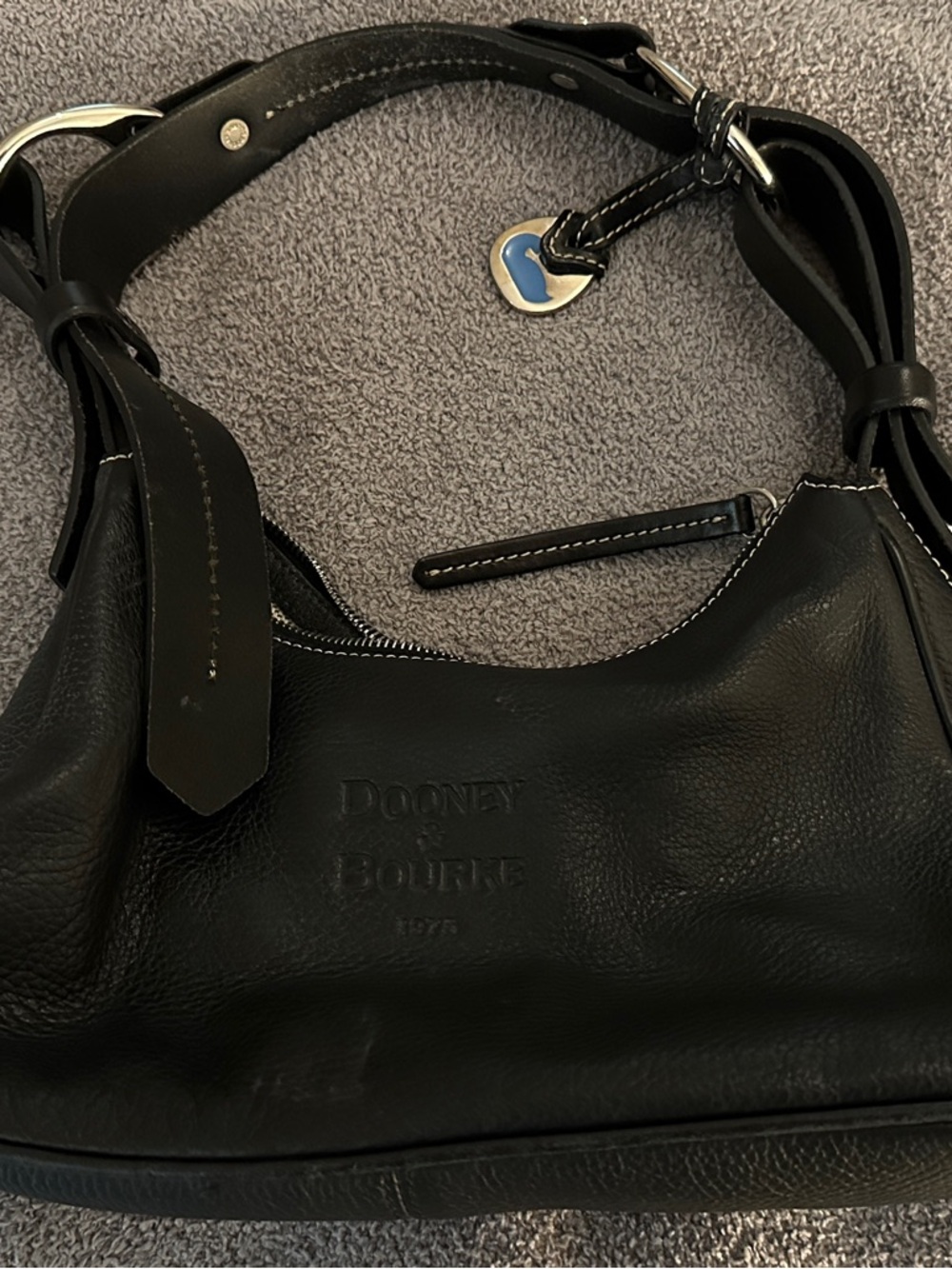 Dooney & Bourke Black Pebbled Leather Hobo Shoulder Bag
